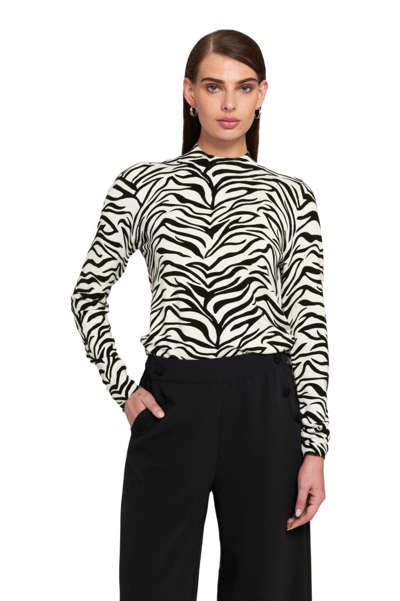 Zebra Printed Feather Weight Top Animal Print Sweater, Main, color, Zebra