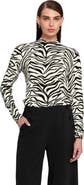 ELLE Collection Zebra Printed Feather Weight Top Animal Print Sweater
