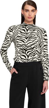 ELLE Collection Zebra Printed Feather Weight Top Animal Print Sweater