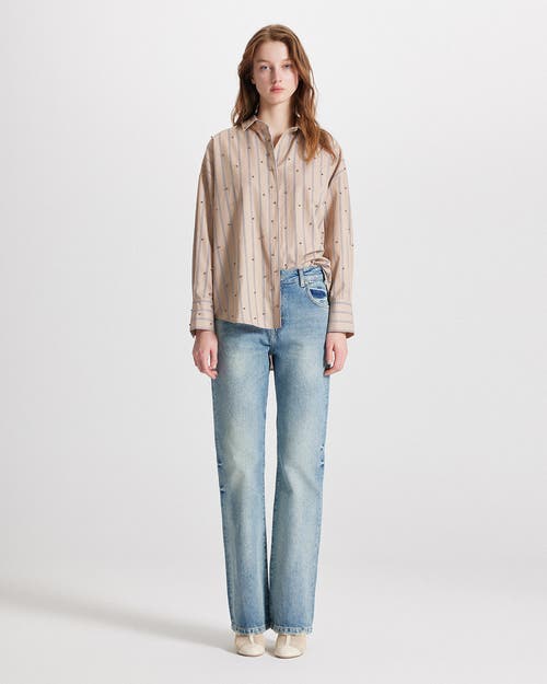 Theo The Label Echo Pearly Shirt In Brown