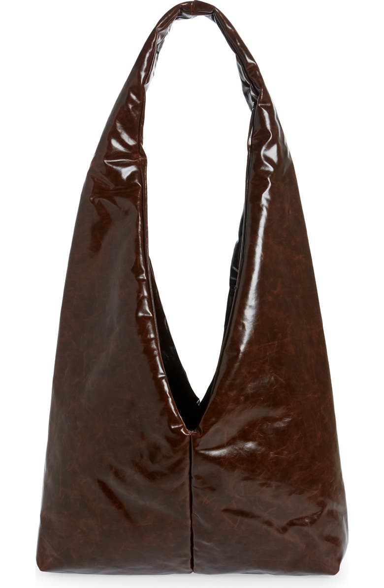 KASSL Medium Anchor Oiled Canvas Shoulder Bag, Alternate, color, Dark Brown