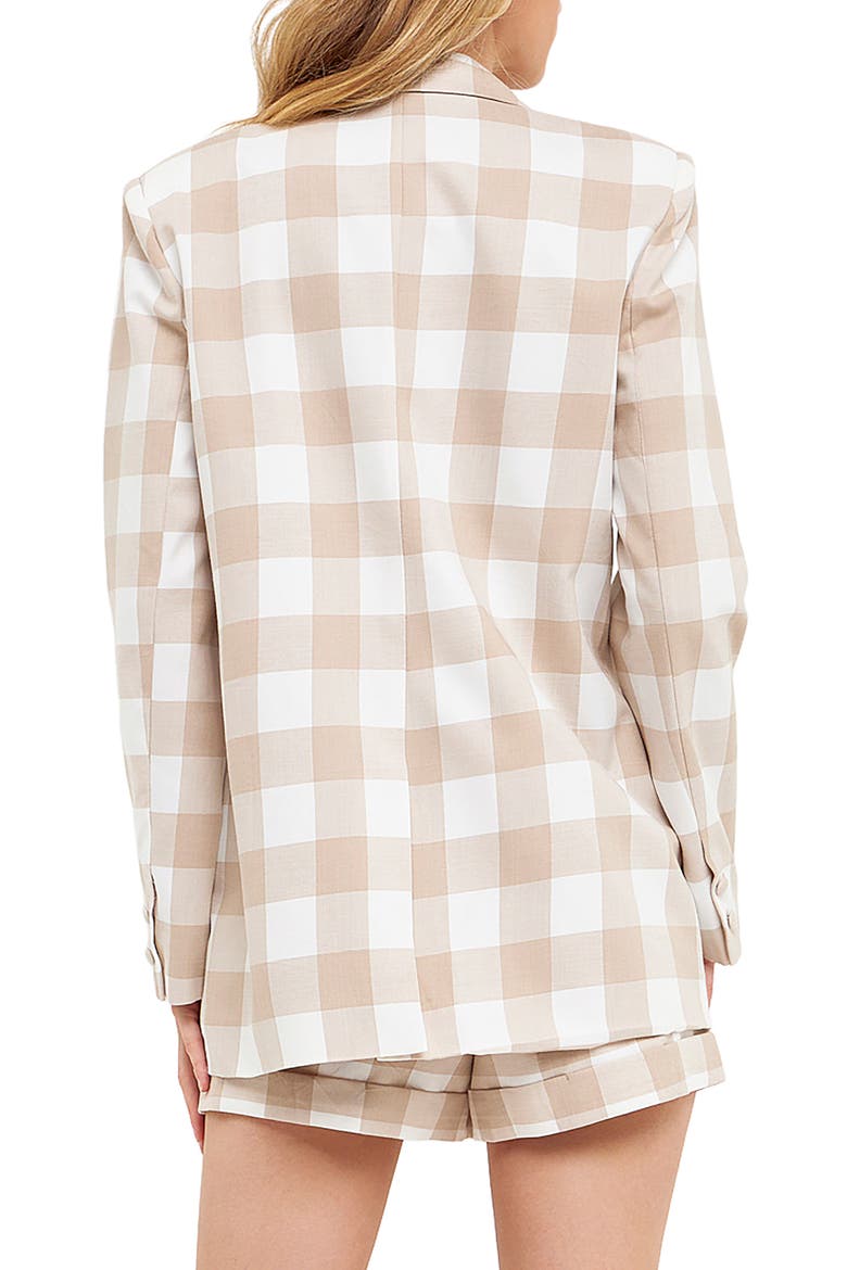 Gingham Check Blazer, Alternate, color, TAUPE