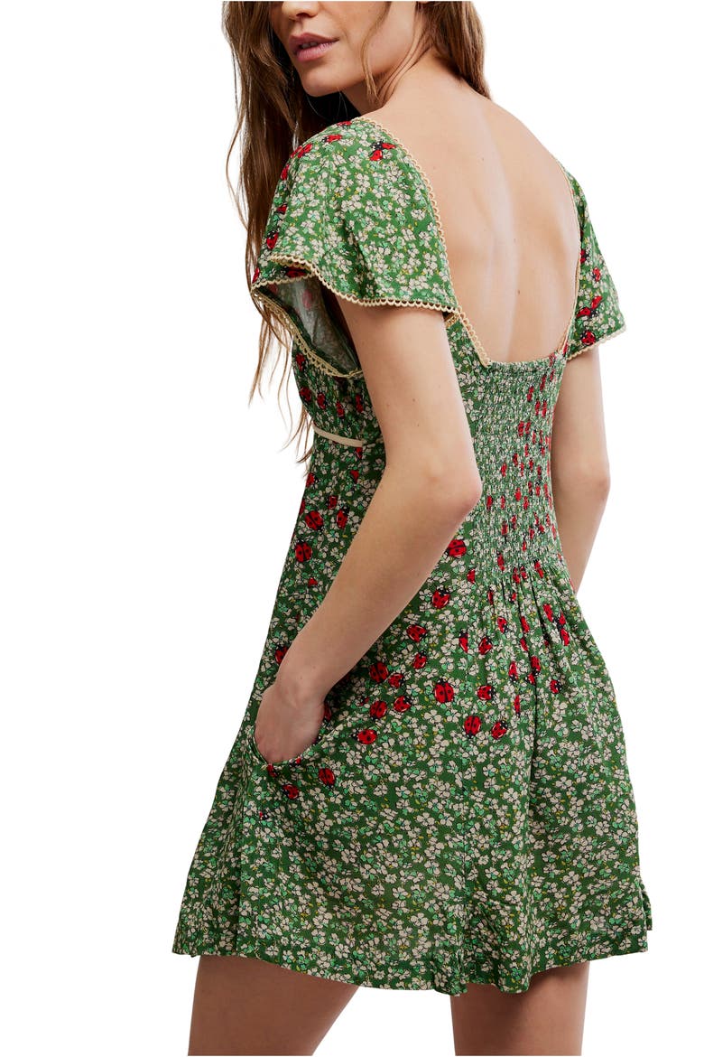 Backroads Floral Flutter Sleeve Mini Sundress, Alternate, color, FOREST COMBO
