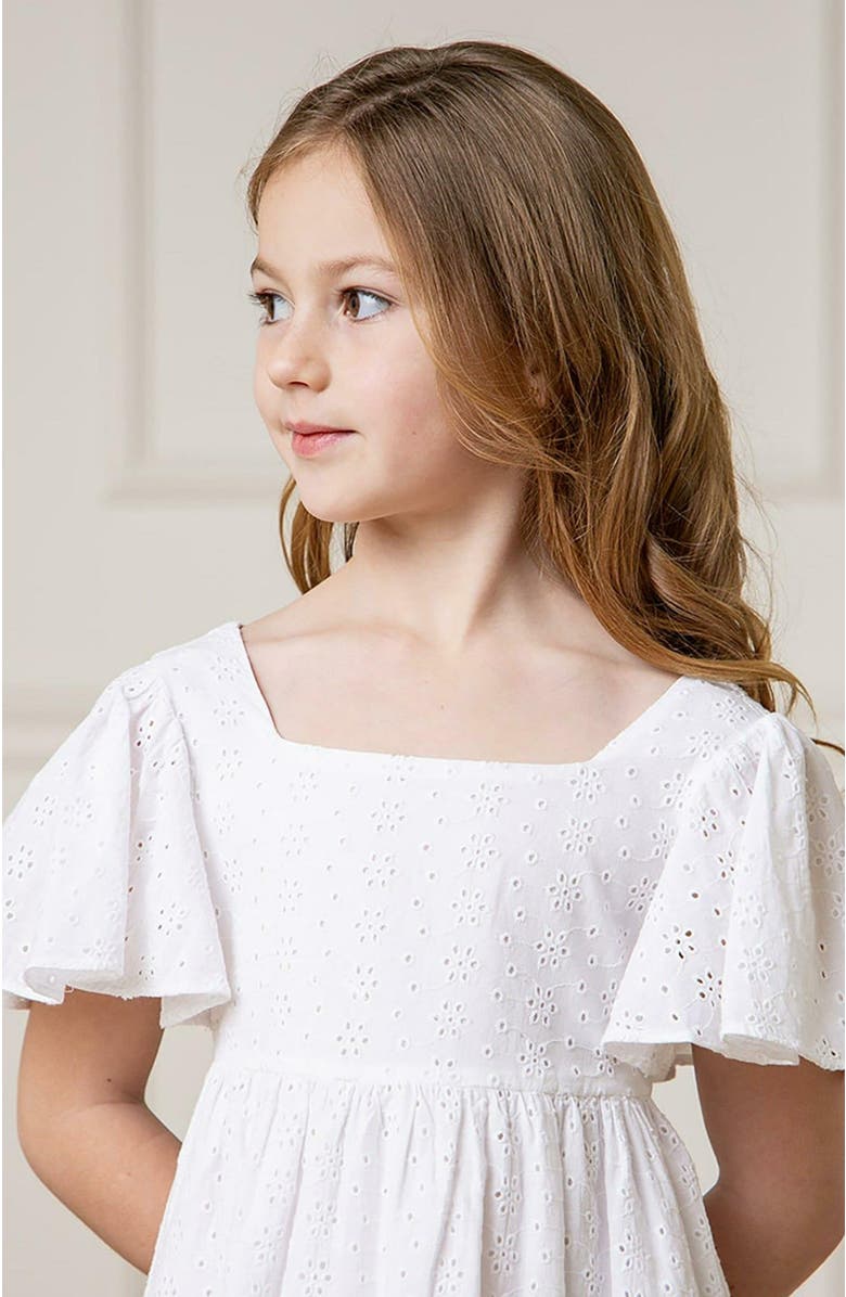 Hope & Henry Girls' Organic Flutter Sleeve Eyelet Dress, Toddler, Alternate, color,