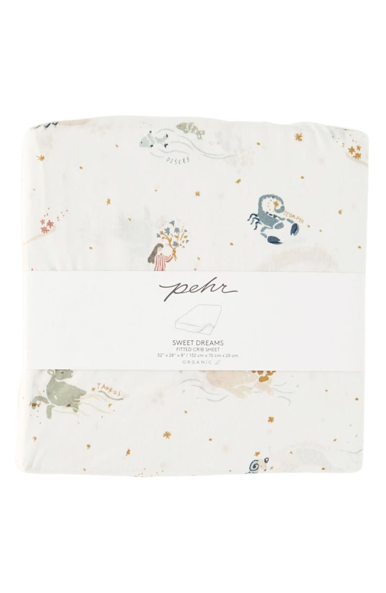 Pehr Organic Cotton Crib Sheet, Alternate, color, Zodiac