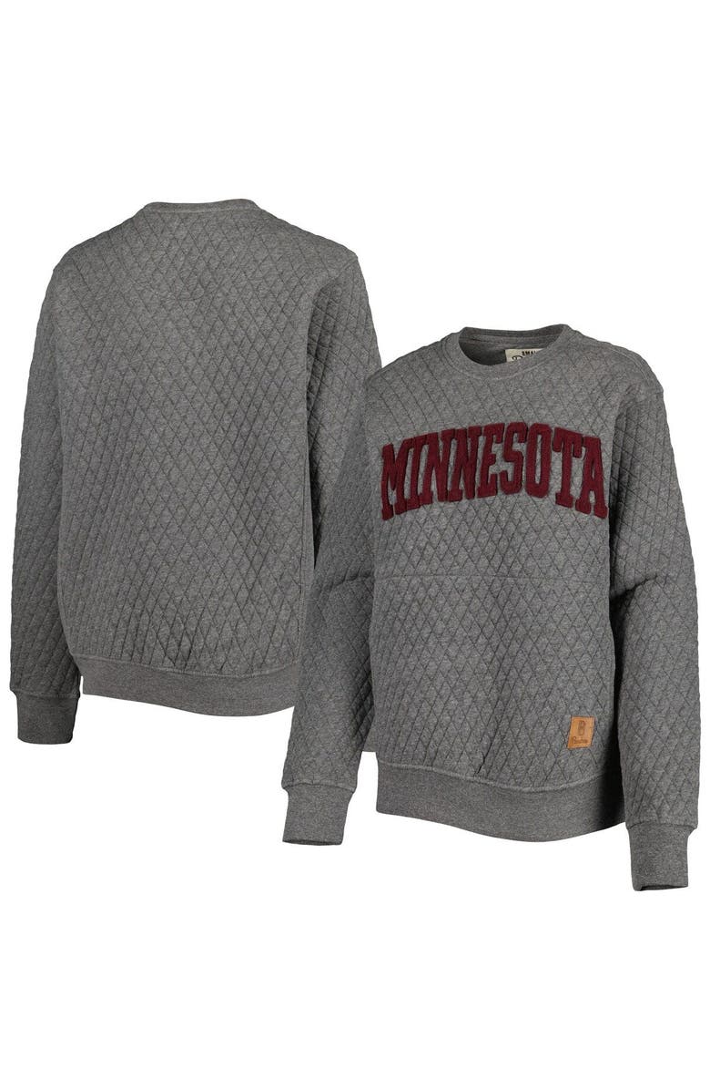 PRESSBOX Women's Pressbox Heather Charcoal Minnesota Golden Gophers Moose Quilted Pullover Sweatshirt, Main, color, Heather Gray