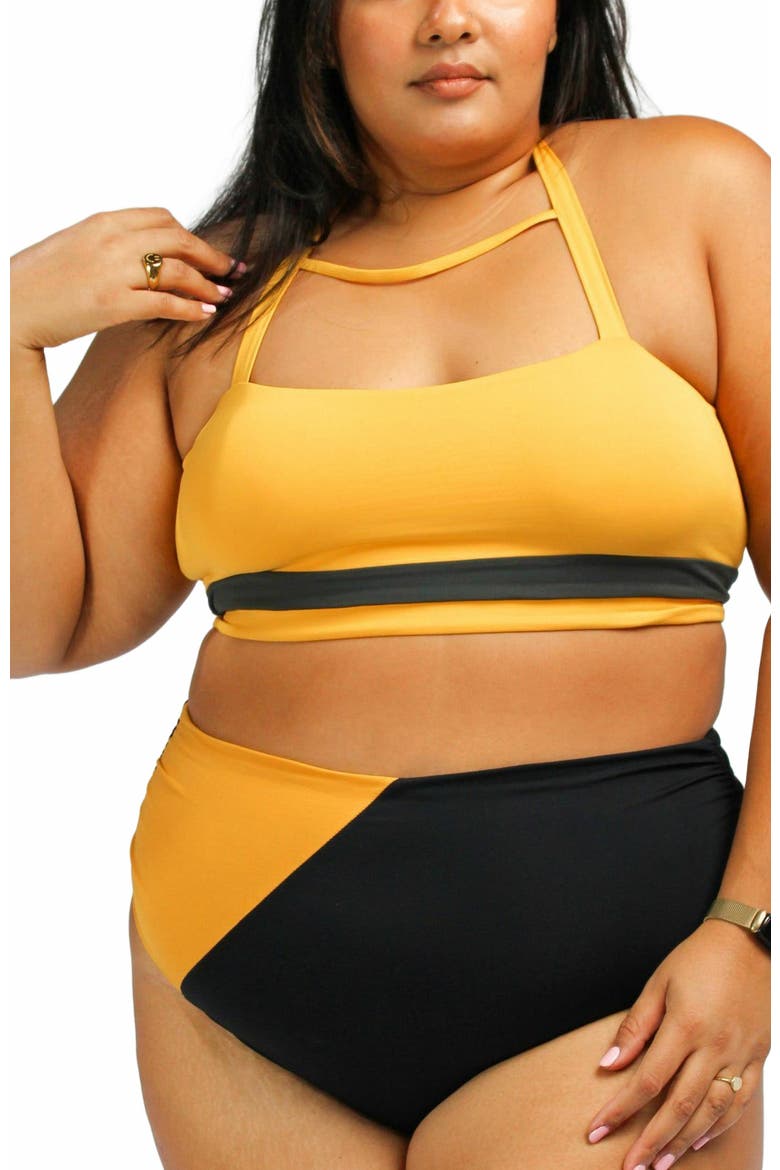 Moe Halter Bikini Top, Alternate, color, Mustard Yellow