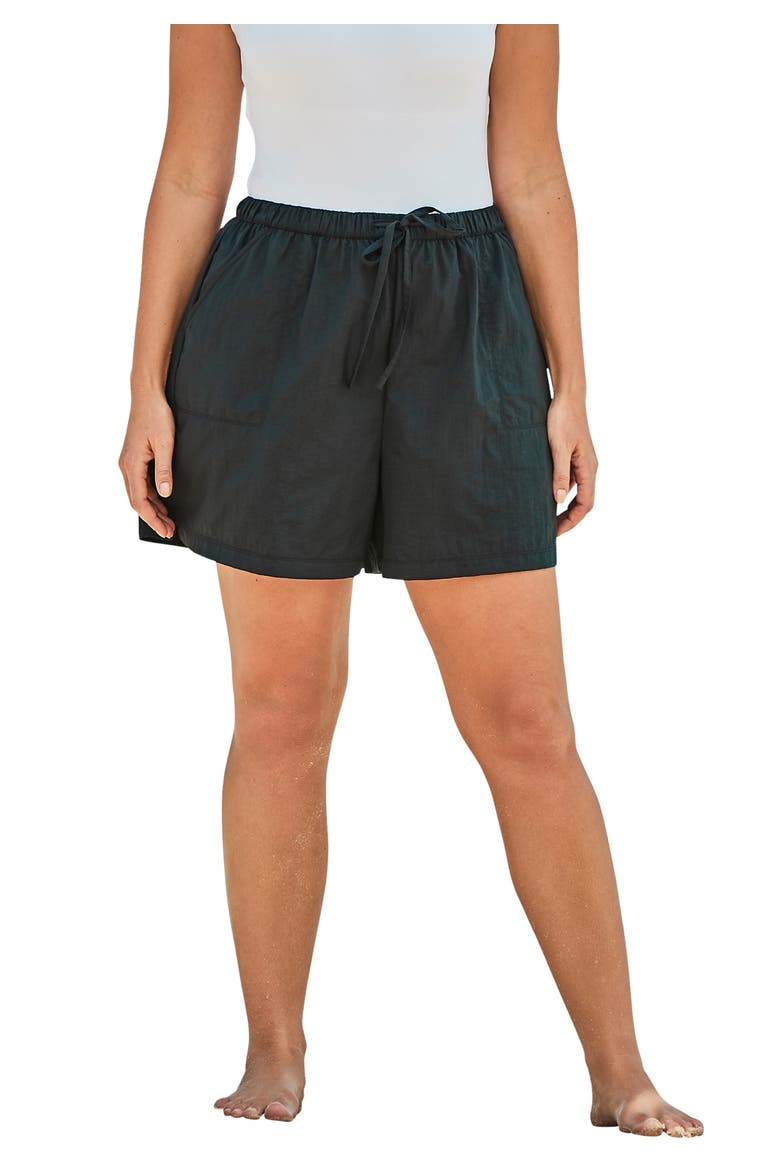 Taslon® Cover Up Bottom With Elastic Waist, Main, color, BLACK