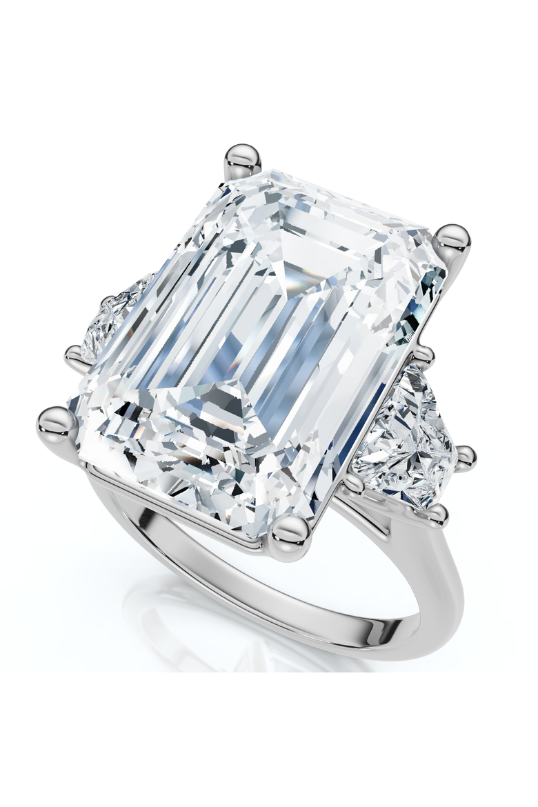 Certified 11.90Ct Emerald Diamond Engagement Ring 14k Gold Lab Grown, Alternate, color, 14k White Gold