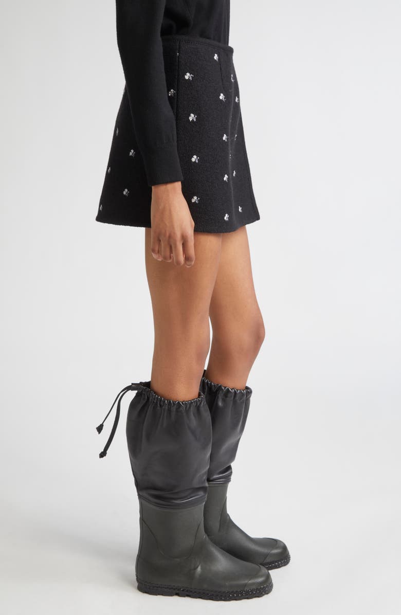 RIER Walker Floral Embroidered Wool Wrap Miniskirt, Alternate, color, Black Flowers