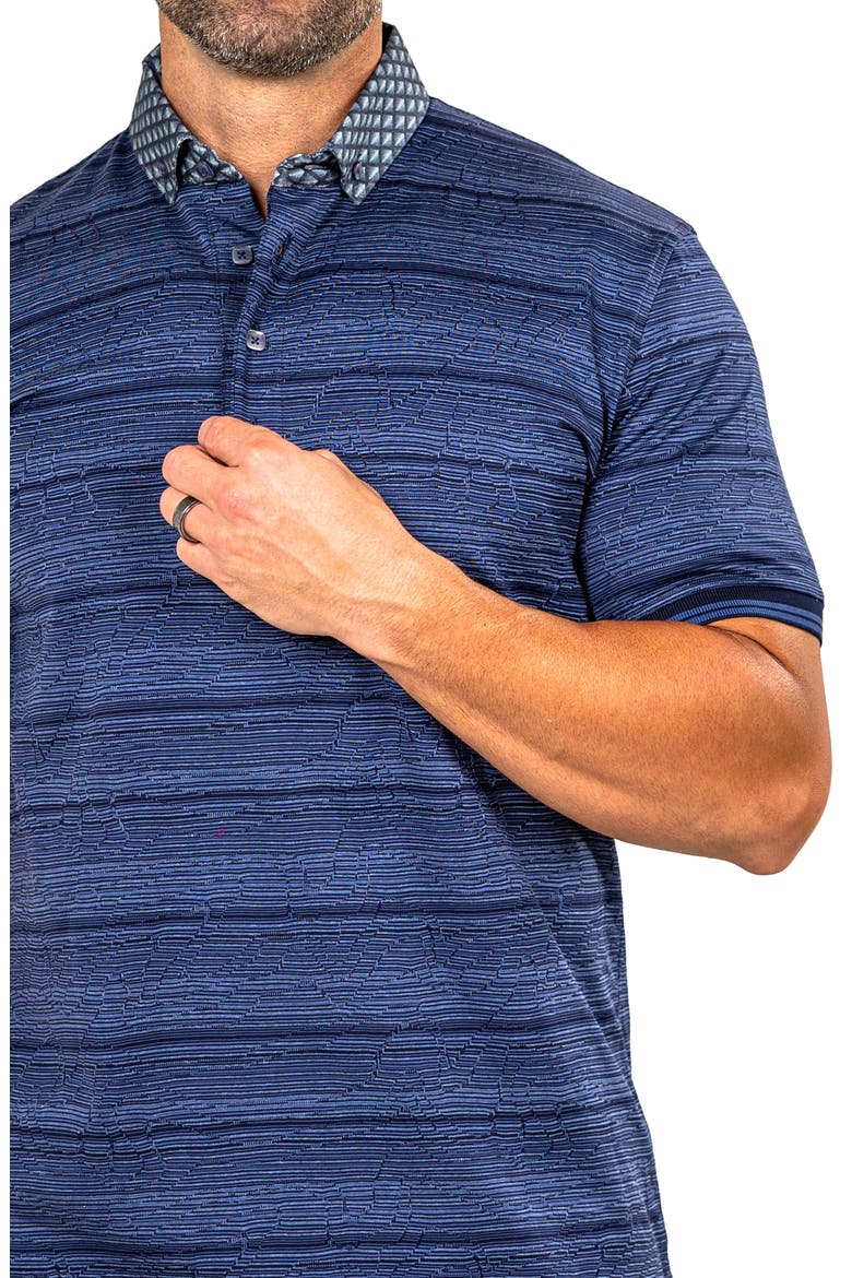 Marthyr Stripe Contrast Collar Cotton Polo, Alternate, color, BLUE