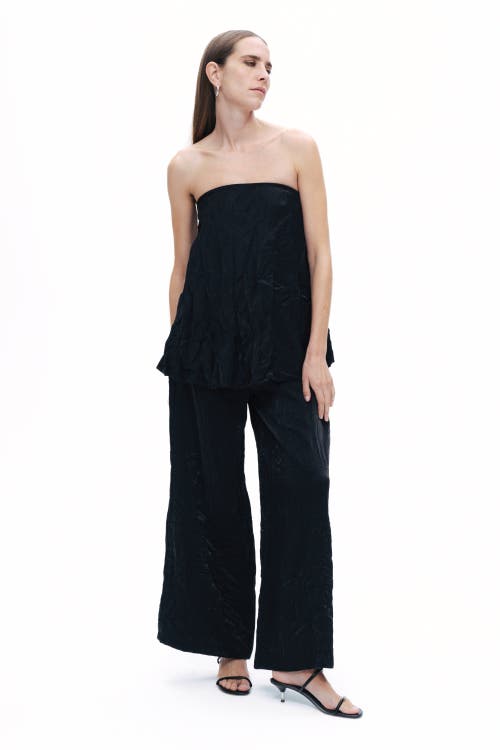 Shop Nocturne Wrinkled Strapless Blouse In Black