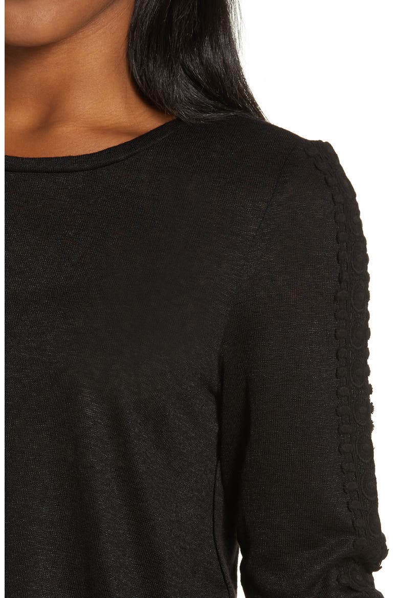 Lace Trim Top, Alternate, color, BLACK