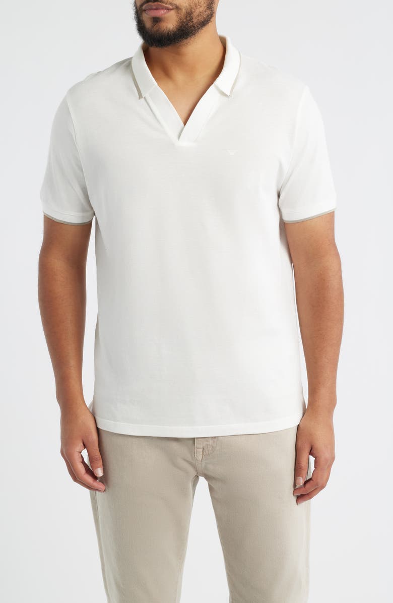 Emporio Armani Piqué Johnny Collar Polo, Main, color, Solid White