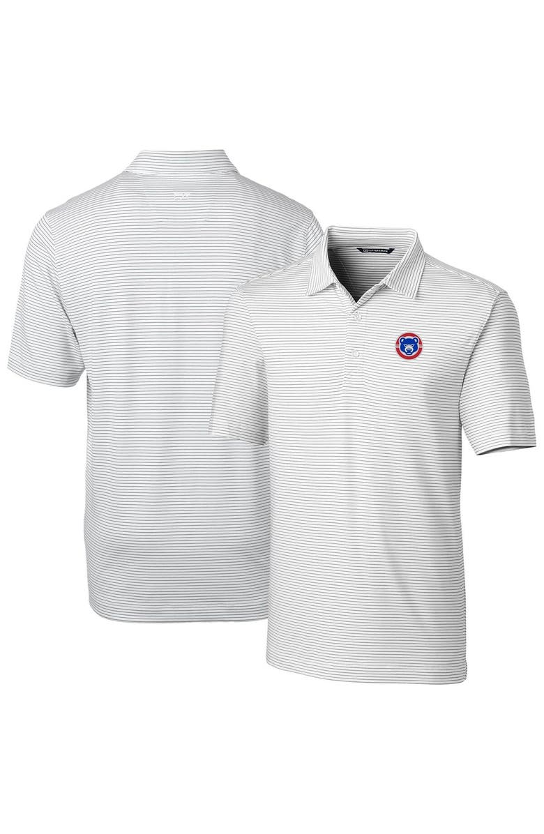 Cutter & Buck Men's Cutter & Buck  White South Bend Cubs Forge Pencil Stripe Stretch DryTec Polo, Main, color, 
