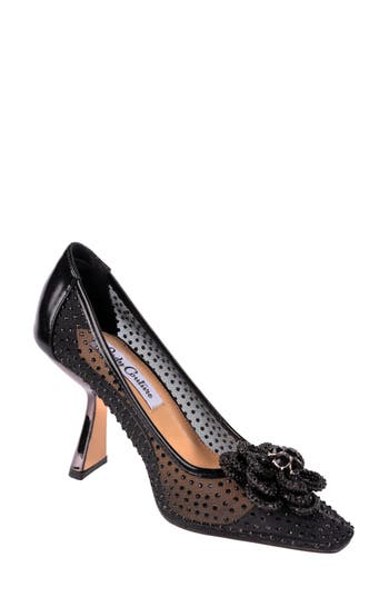 Lady Couture Women's Sweet Rhinestone Embellished Mesh Pumps In Black
