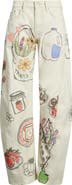 Free People We The Free Fable Snakeskin Print Low Rise Arced Wide Leg Jeans