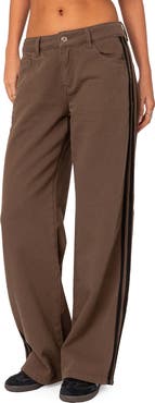 EDIKTED Mattie Side Stripe Low Rise Wide Leg Jeans