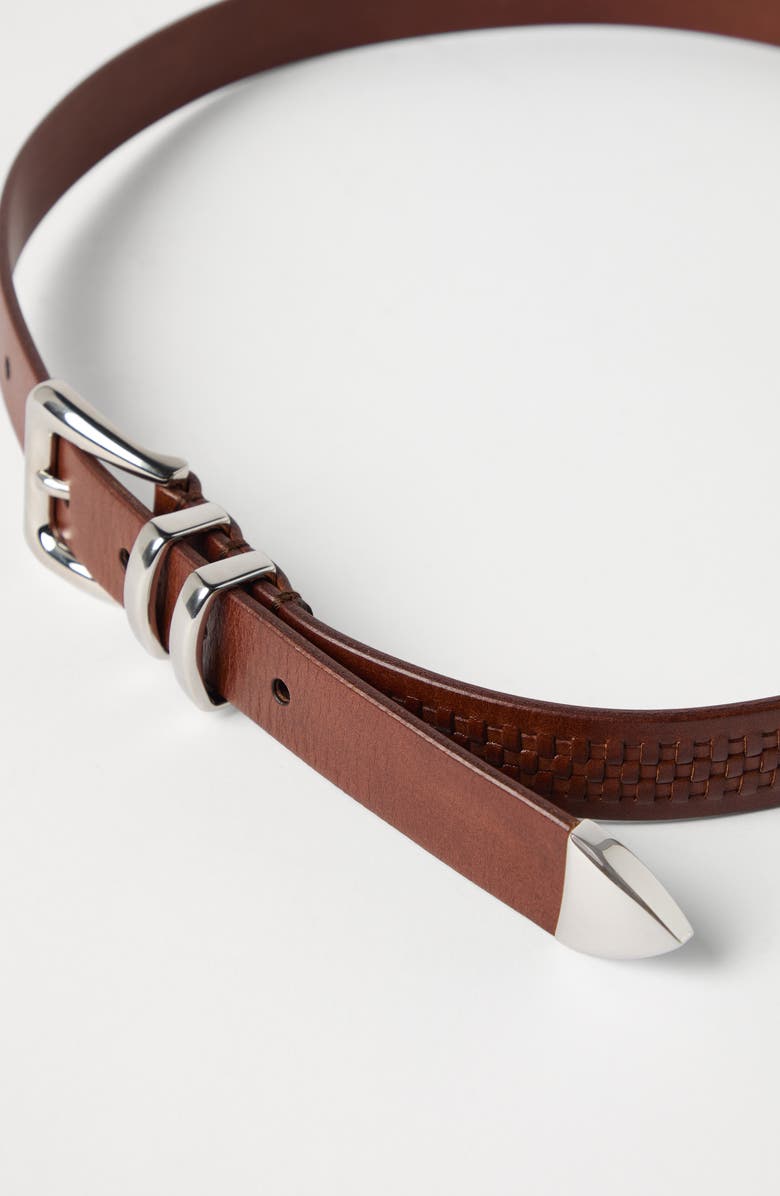 Brunello Cucinelli Calfskin belt, Alternate, color, Tobacco