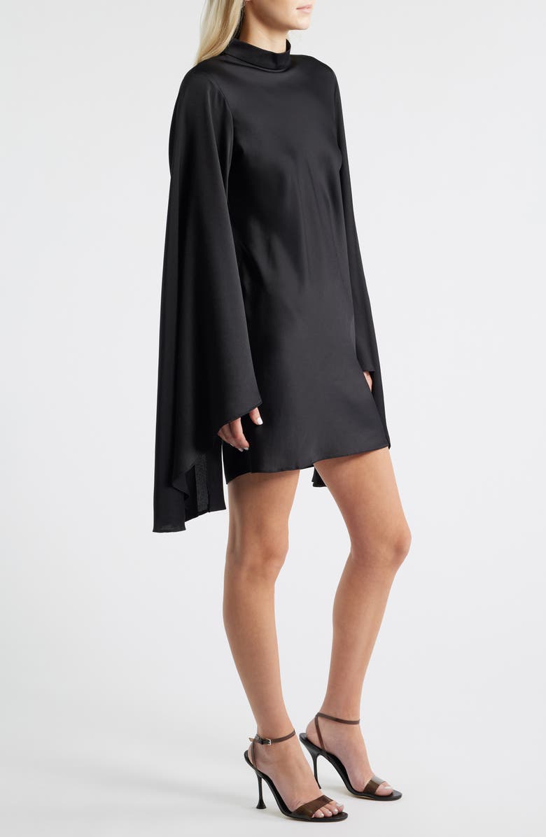 Topshop Long Bell Sleeve Minidress, Alternate, color, Black