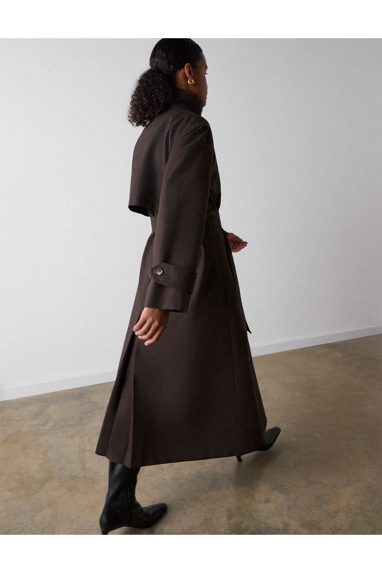 Funnel Neck Trench Coat, Alternate, color, Brown