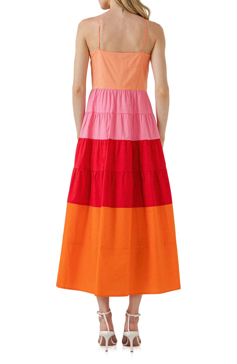 English Factory Colorblock Tiered Cotton Maxi Dress, Alternate, color,