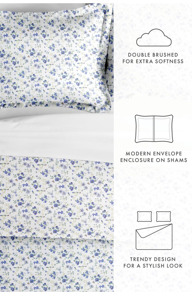 HOMESPUN HOME SPUN Premium Ultra Soft 3-Piece Blossoms Print Duvet Cover Set, Alternate, color, Light Blue