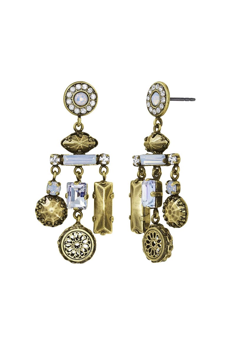Lost & Found Mixed-Motif Chandelier Drop Earrings, Main, color, Brass / Antique Brass