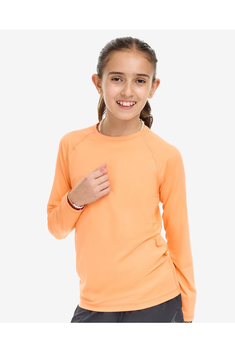 Kid's Long Sleeve Crew Neck Top for Sun and UV Protection, Alternate, color, Tangerine
