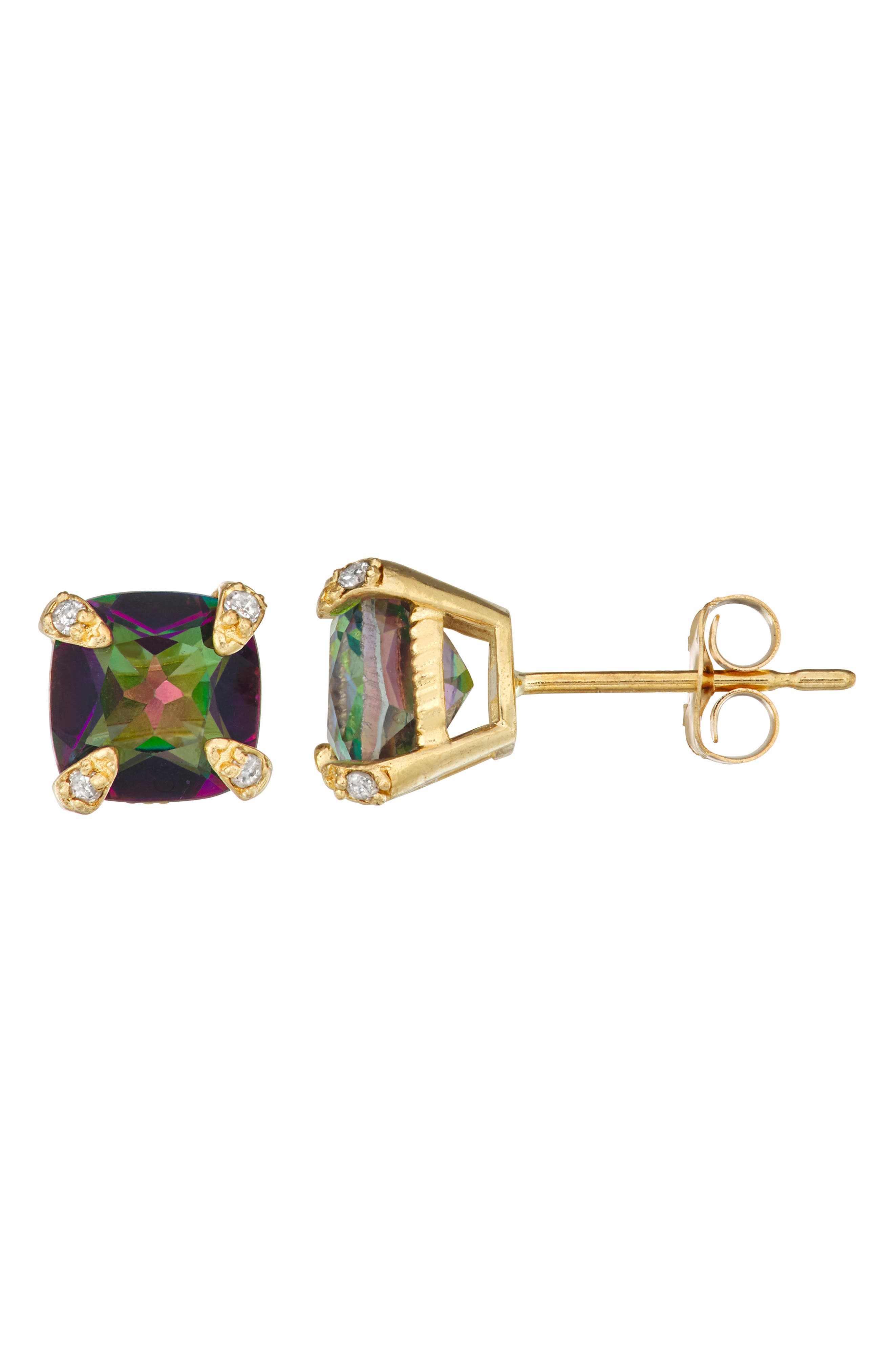 FZN 10K Gold Mystic Topaz & Lab-Grown Diamond Stud Earrings