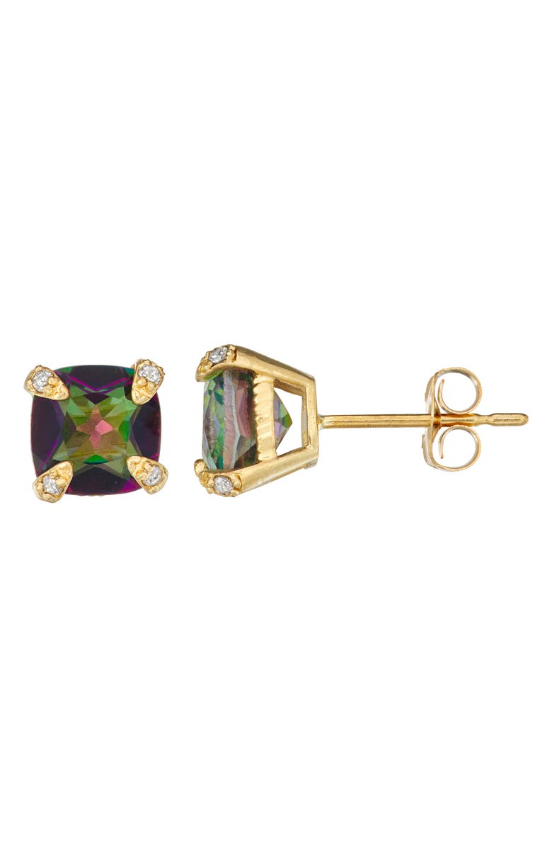 FZN 10K Gold Mystic Topaz & Diamond Stud Earrings - 0.04ct., Main, color, Yellow Gold