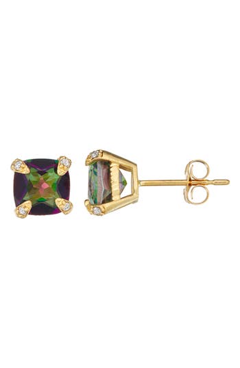 Fzn 10k Gold Mystic Topaz & Diamond Stud Earrings In Gold