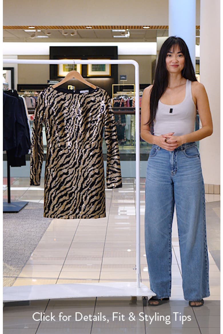 Zebra Sequin Long Sleeve Minidress video