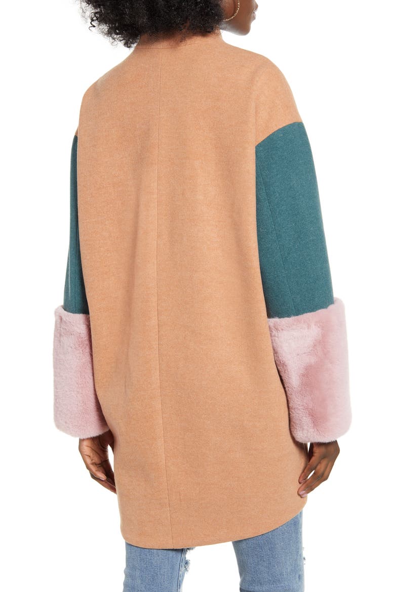 Out of Office Faux Fur Cuff Coat, Alternate, color, OUT OF OFFICE