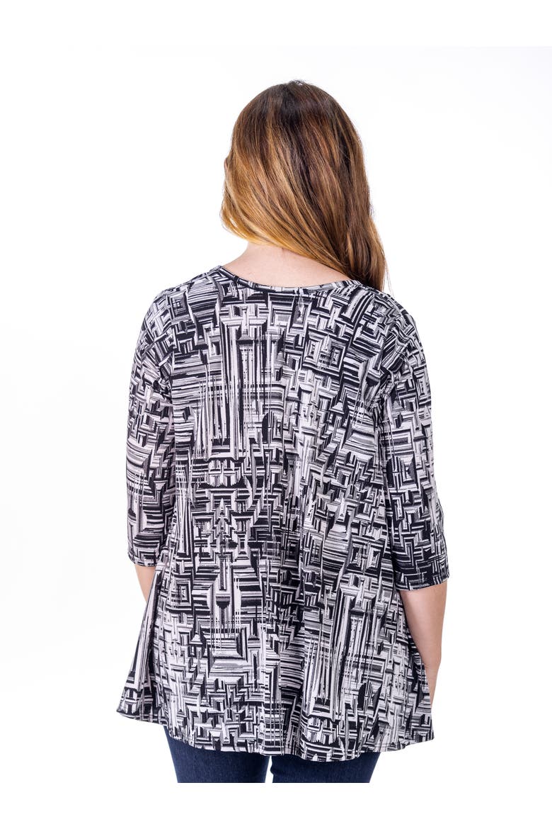 Petites Black Print Elbow Length Sleeve Open Cardigan, Alternate, color, Black Multi