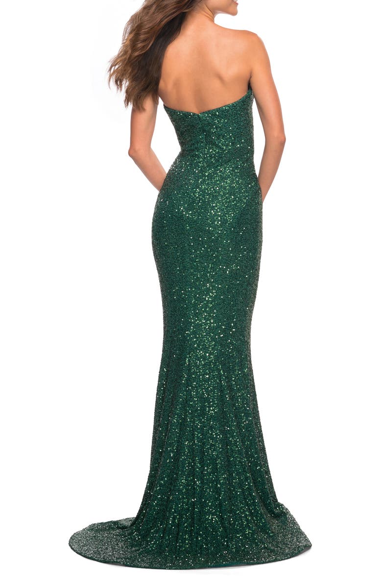 La Femme Strapless Sequin Mermaid Gown, Alternate, color,