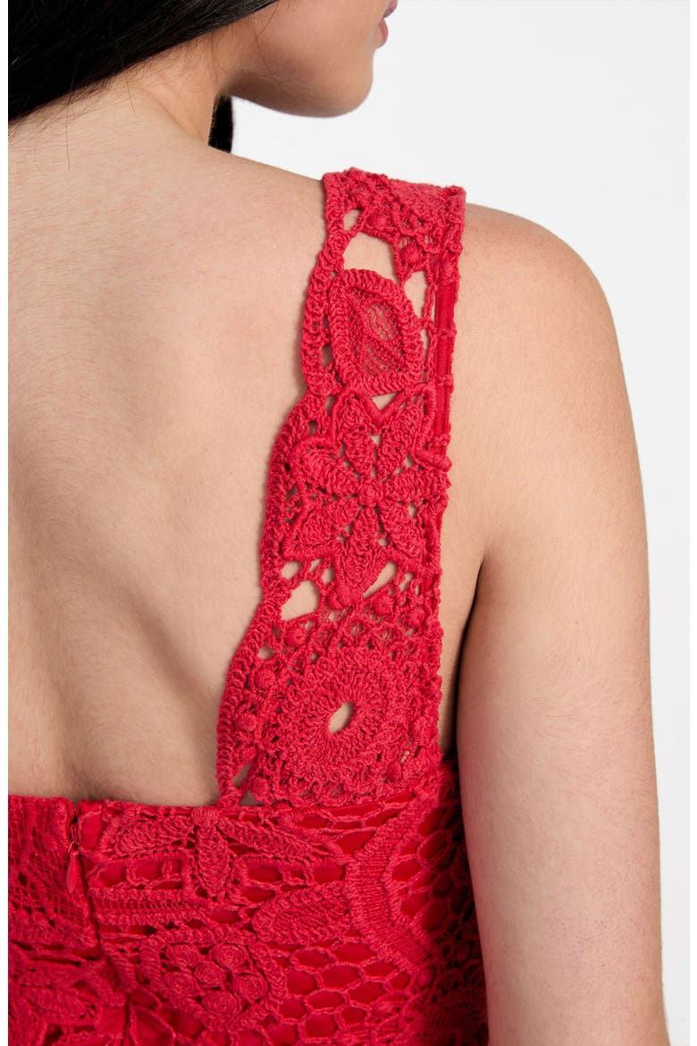 Rosalia Floral Lace Midi Dress, Alternate, color, SIREN RED MULTI