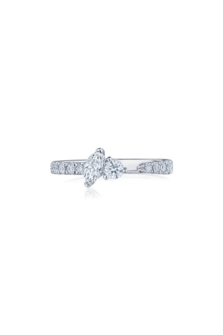 Duet Diamond Open Ring , Main, color, WHITE GOLD