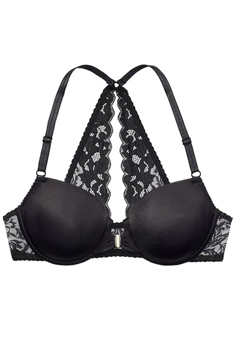 LASCANA Women's Front Clasp T-Shirt Bra, Alternate, color, Black