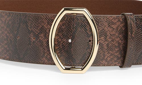 Vince Camuto Snakeskin Print Wide Belt In Brown