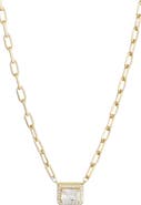 Adornia 14k Gold Plated Halo Crystal Pendant Necklace