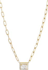 Adornia 14k Gold Plated Halo Crystal Pendant Necklace