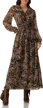 IVONNE Long Dress with Smock Detail