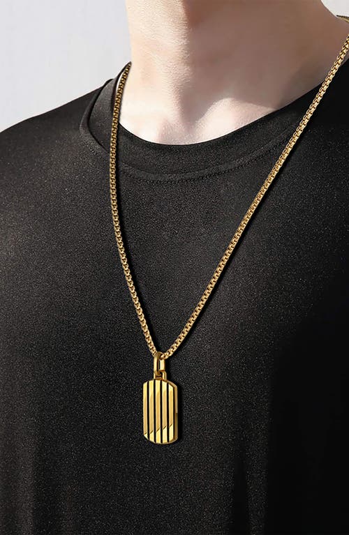 Van Heusen Stripe Dog Tag Pendant Necklace In Gold