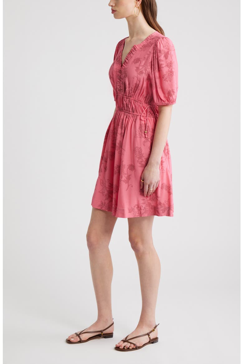 Print Puff Sleeve Minidress, Alternate, color, PINK LACE BLOOM