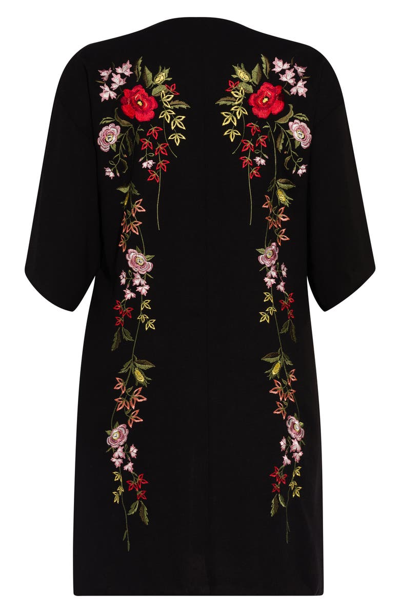 City Chic Winter Zen Floral Embroidery Open Long Jacket, Alternate, color, 