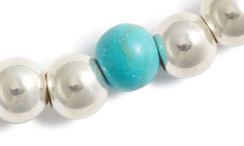 Nashelle Turquoise Stone & Bead Stretch Bracelet In Metallic