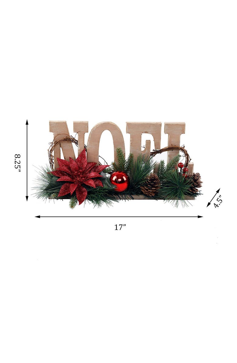 FLORA BUNDA 17" Wood Noel Floral Sign, Alternate, color, Natural