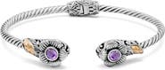 SAMUEL B. Sterling Silver & 18K Gold Amethyst Flower Hinge Bangle