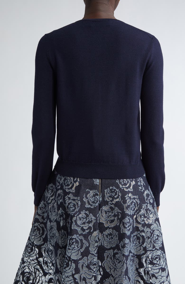 Oscar de la Renta Rose Button Wool Cardigan, Alternate, color, 